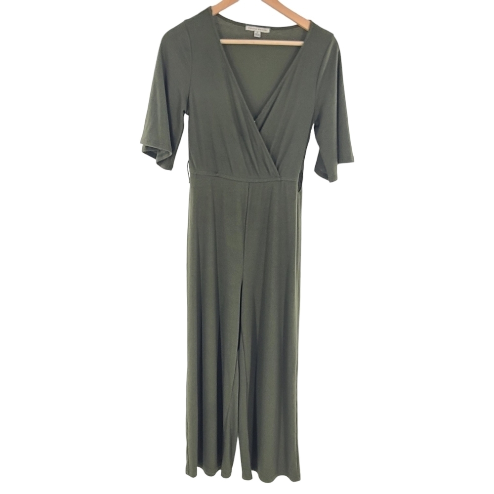 Haute Monde Olive Green Wide Leg‎ Jumper Ribbed Small